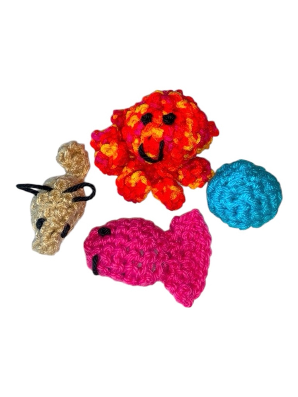 Hand Crafted Organic Catnip Cat Toy Crochet Variety Set 4 Interactive Yarn Toys - Picture 4 of 12